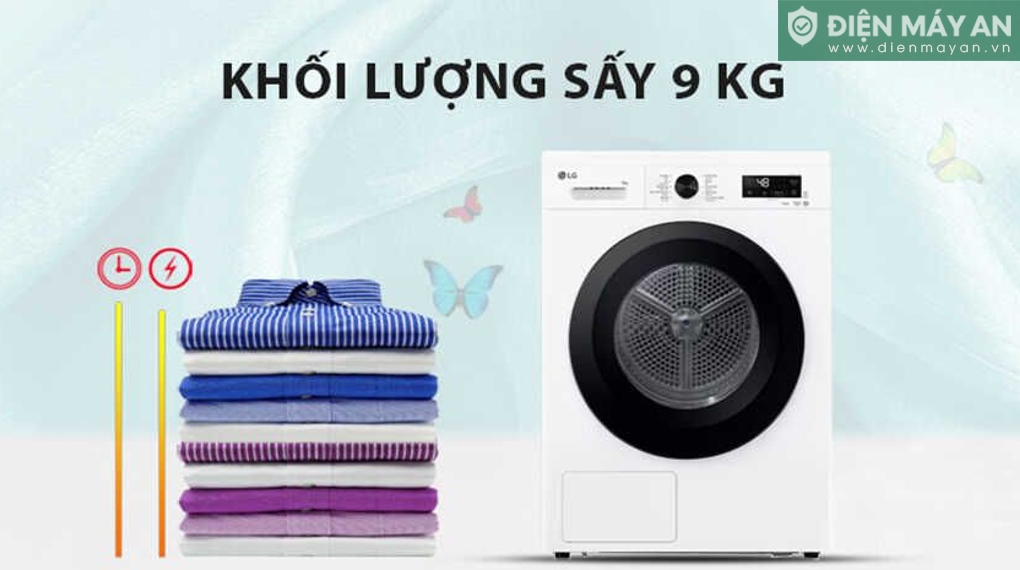 Máy sấy bơm nhiệt LG 9 Kg RB09NHP5W

